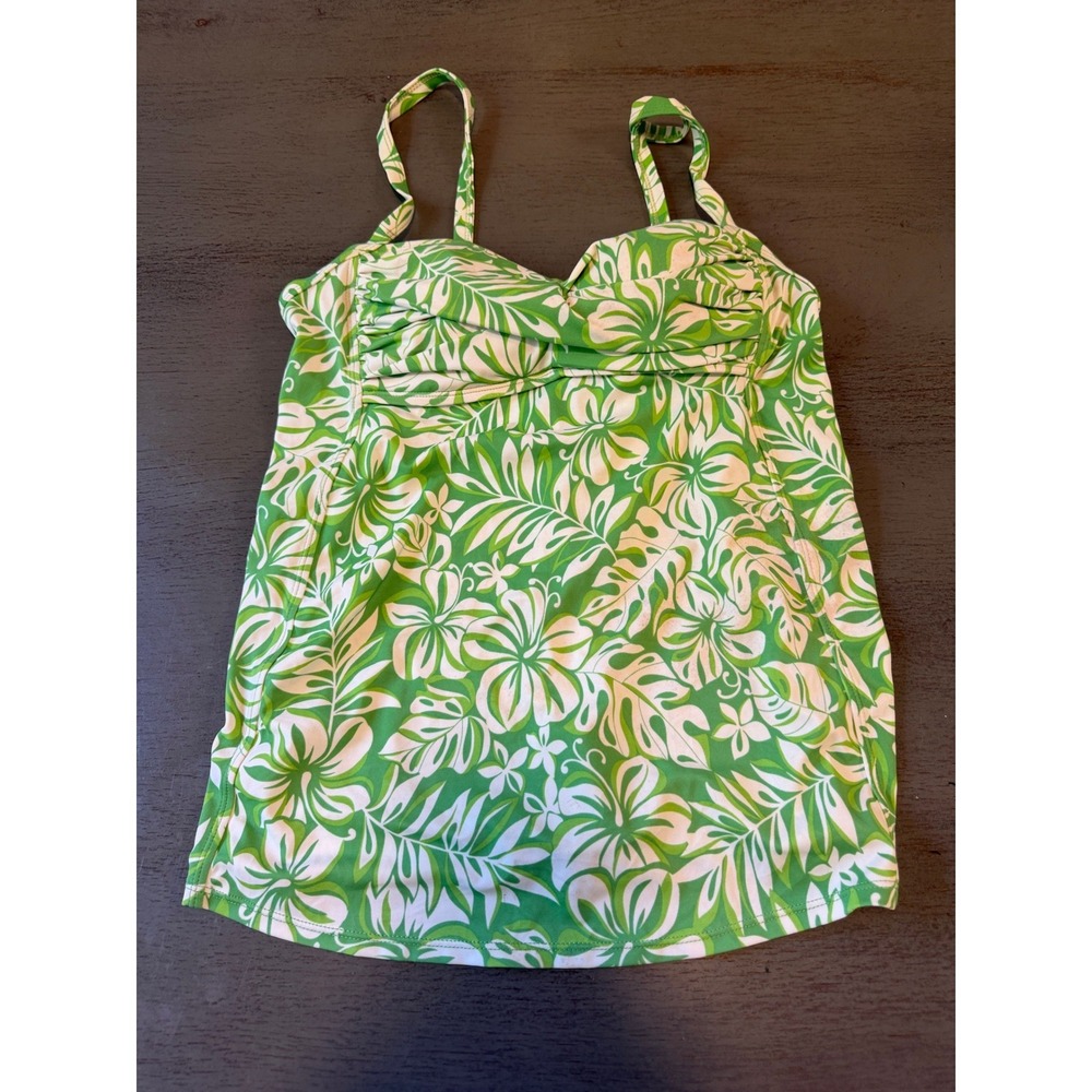 Motherhood Maternity Green Tropical Floral Tankini Swim Top Size M Padded Straps